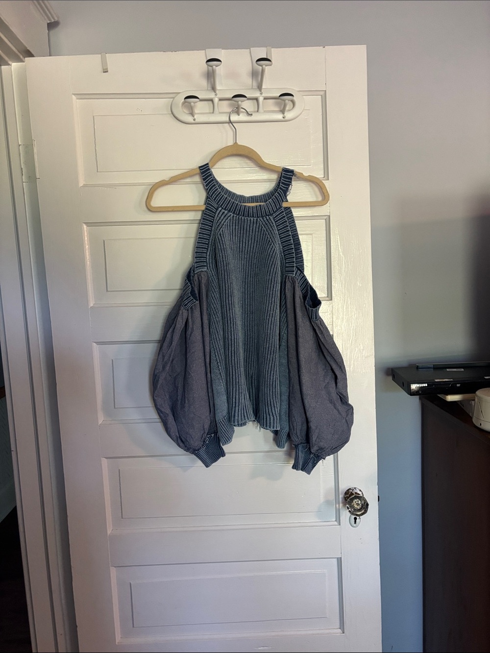 Free People Chambray Denim Could Shoulder Sweater